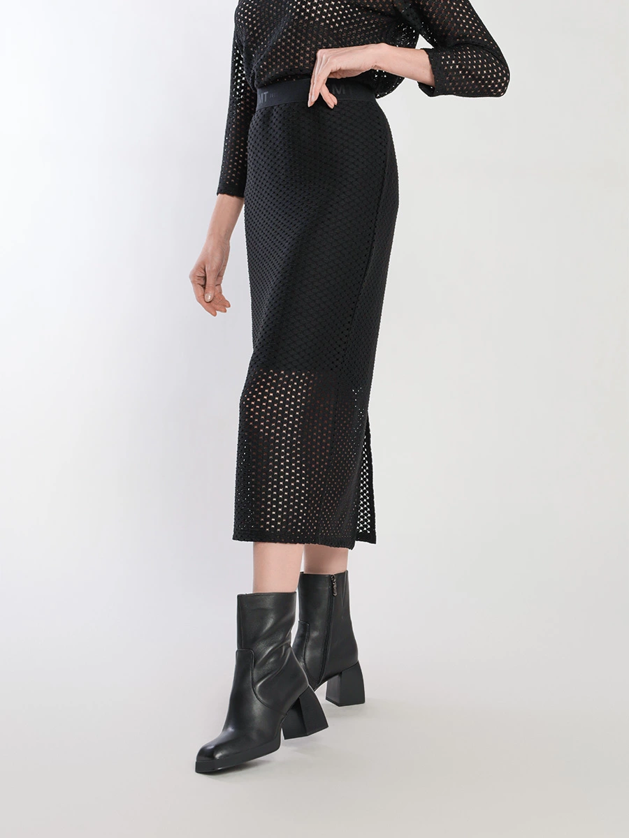 Юбка ажурной вязки с эластичным поясом